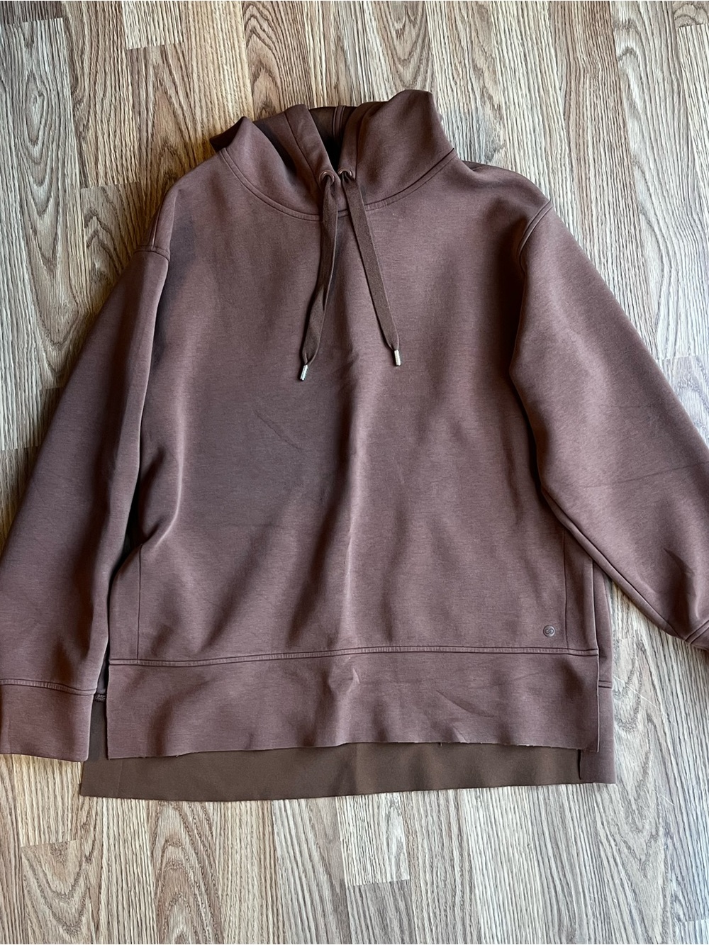 Womens CALIA Brown Side Slit Pullover Hoodie Sweater